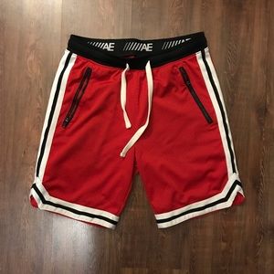 Mesh basketball streetwear shorts cream drawstring